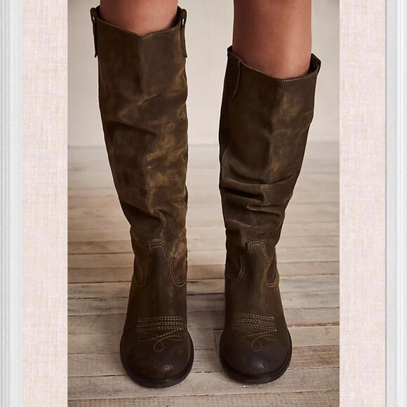 Free People Collection - Arya Riding Suede Tall Boots - Picture 2 of 12